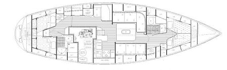 Detaillierte Raumaufteilung unserer Hallberg-Rassy 42